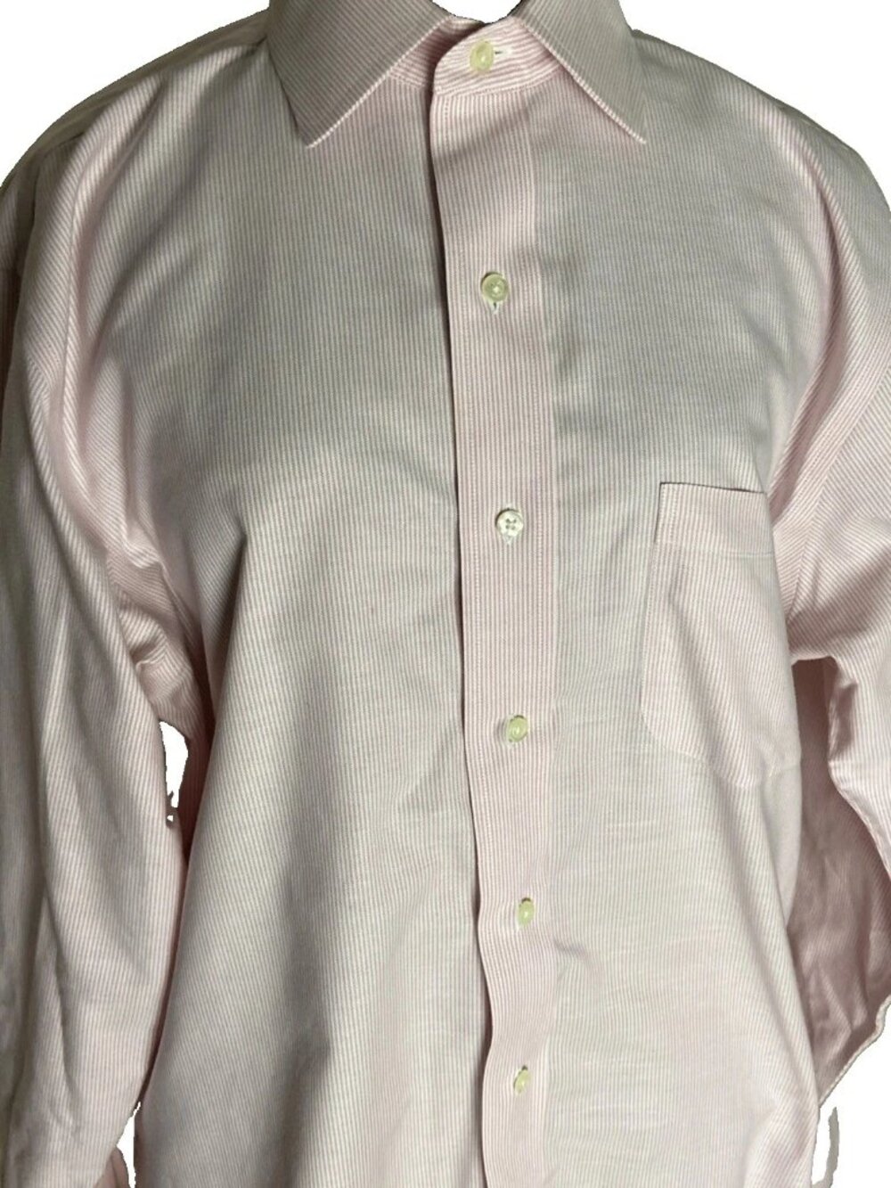 Brooks Brothers Mens Slim Fit Pink White Striped Dress Shirt Supima Cotton 16